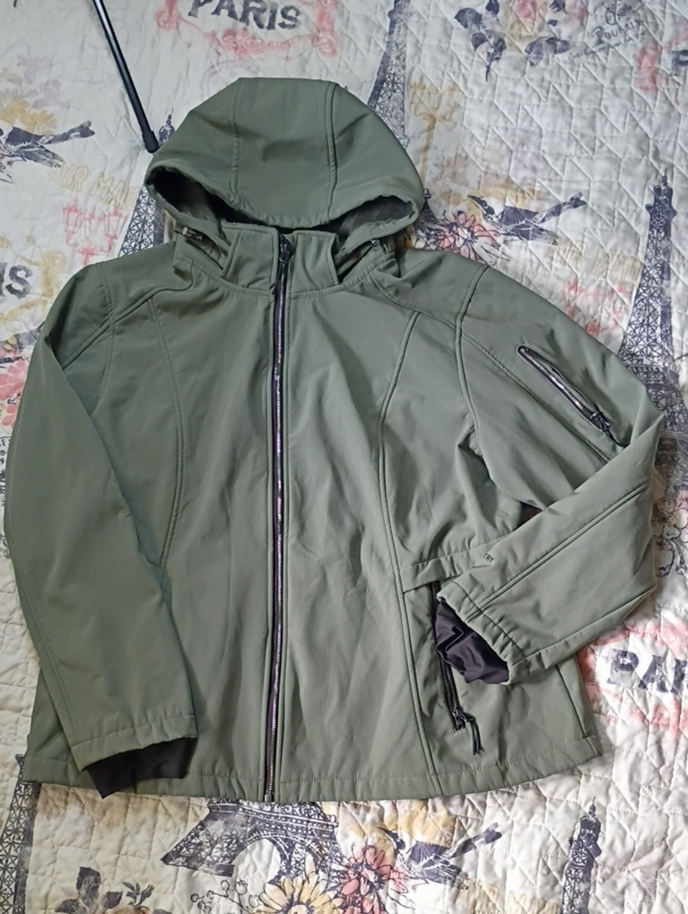 Olive Green Hooded Softshell Jacket Size XXL-free Country
